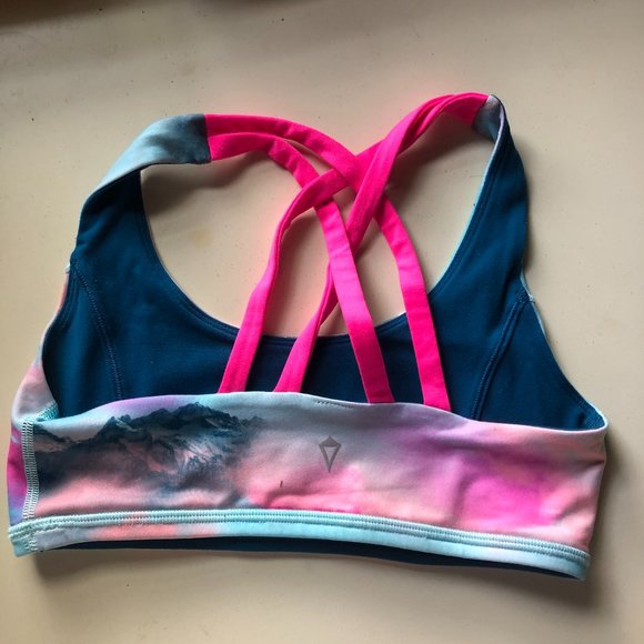 Ivivva Blue Pink & Sky Print Reversible Sports bra - Picture 4 of 5